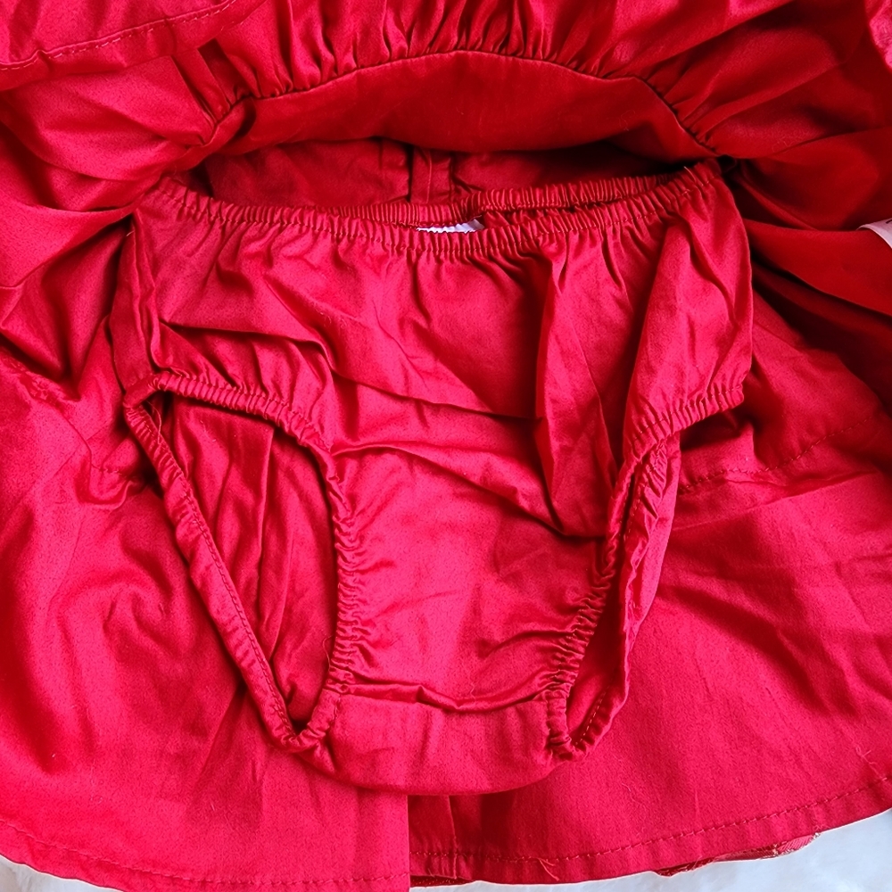 NWT  MINNIE MOUSE RED WITH GOLD EMBROIDERED  DESIGNED DRESS - SIZE 6 MONTHS - Picture 7 of 13
